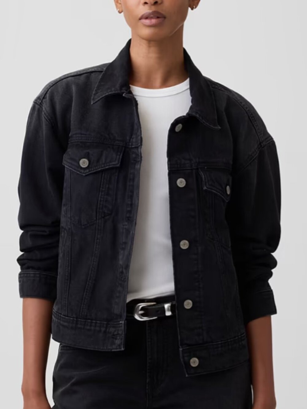 Gap Icon Black Charcoal Denim Jacket Sz XS